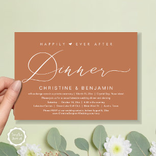 Happily Ever After Dinner Elopement, Modern Script Invitation