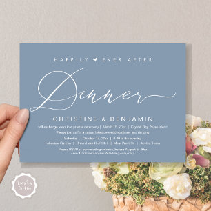 Happily Ever After Dinner Elopement, Modern Script Invitation