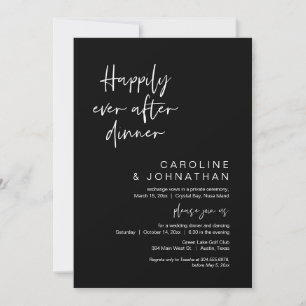 Happily Ever After Dinner, Elopement, Navy Blue Invitation