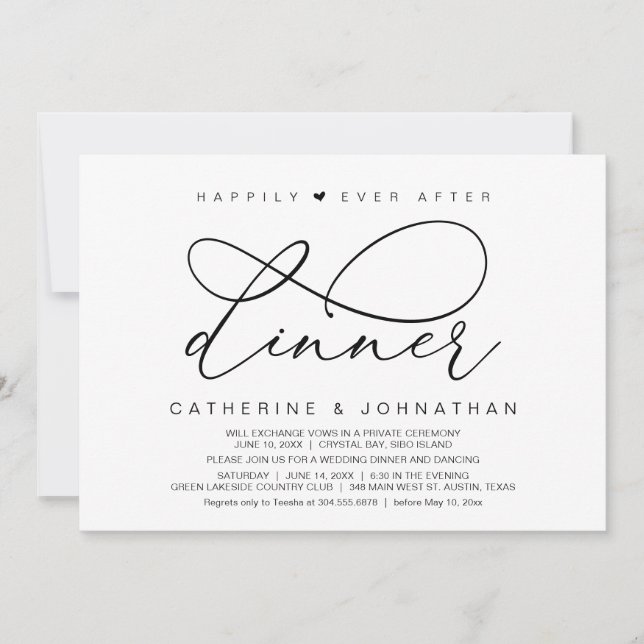 Happily Ever After Dinner, Modern Romantic Party Invitation (Front)