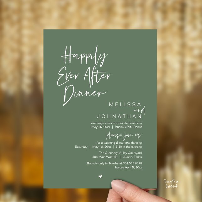Happily Ever After Dinner Modern Wedding Party Invitation (Happily Ever After Dinner Modern Wedding Reception Party Invitation Card Sage Green)