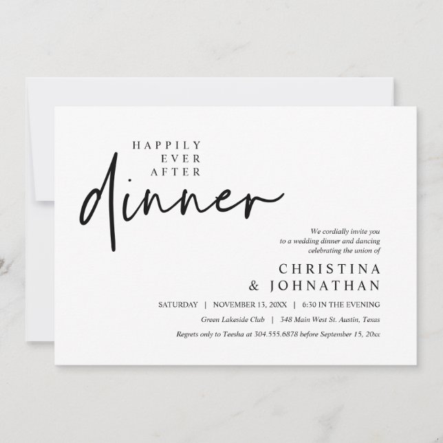 Happily Ever After Dinner Modern Wedding Party Invitation (Front)