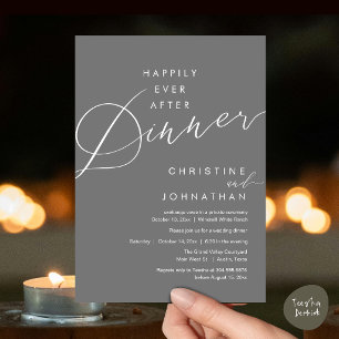 Happily Ever After Dinner Romantic Elegant Wedding Invitation