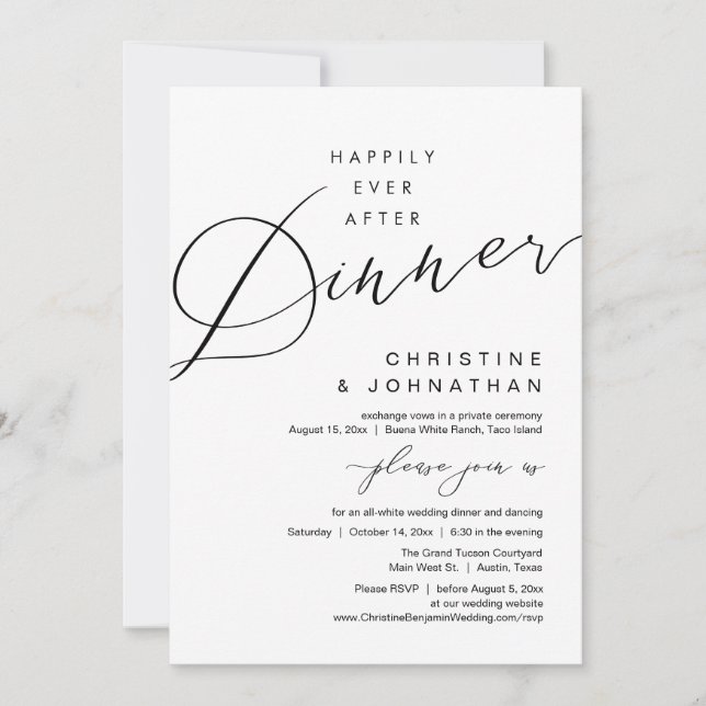 Happily Ever After Dinner Romantic Wedding Invitation (Front)