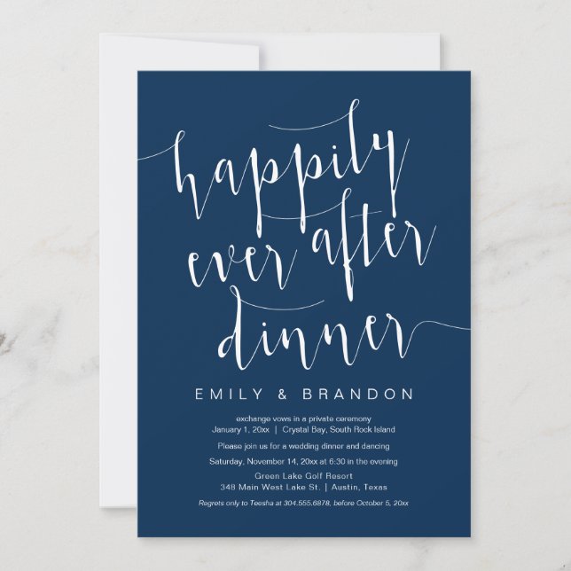 Happily Ever After Dinner, Wedding Elopement Invit Invitation (Front)