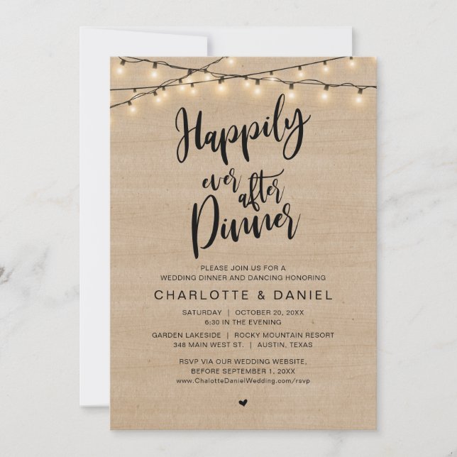 Happily Ever After Dinner, Wedding Elopement Invitation (Front)
