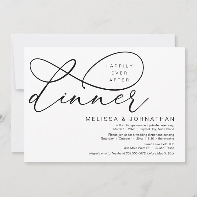 Happily Ever After Dinner, Wedding Elopement Invitation (Front)