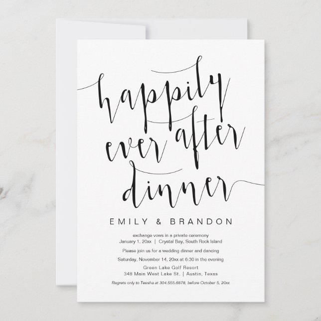 Happily Ever After Dinner, Wedding Elopement Invitation (Front)