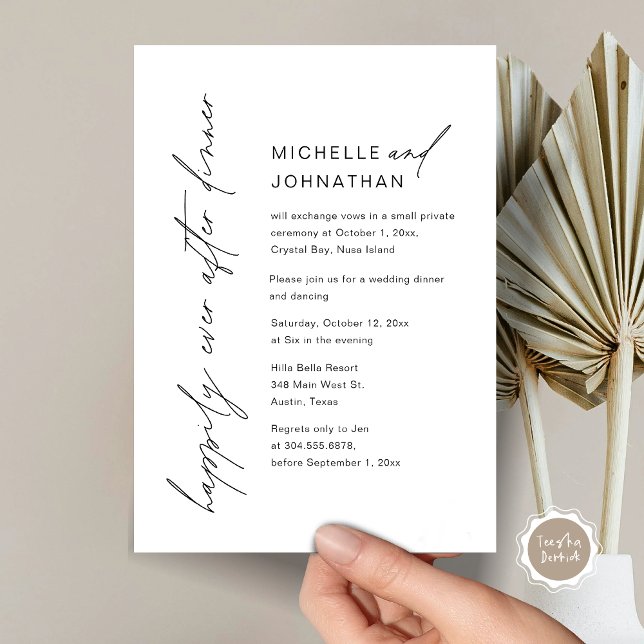 Happily Ever After Dinner, Wedding Elopement Party Invitation (Happily Ever After Party, Wedding Elopement Celebration Invitation Card, Printed and Digital File.)