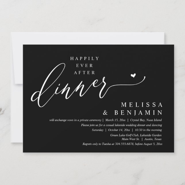 Happily Ever After Dinner Wedding Heart Invitation (Front)