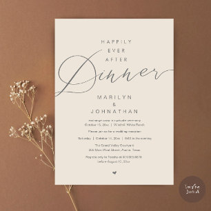 Happily Ever After Dinner Wedding Reception Grey Invitation