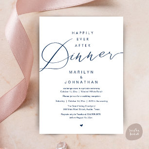 Happily Ever After Dinner Wedding Reception Navy Invitation