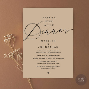 Happily Ever After Dinner Wedding Reception Tan Invitation