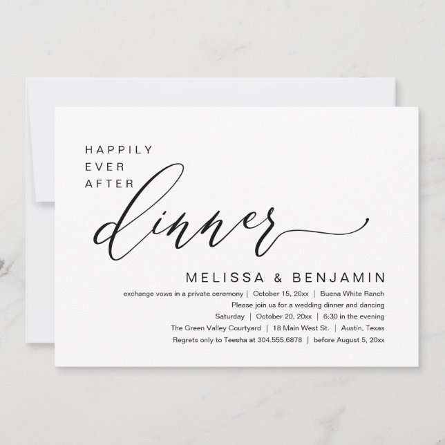 Happily Ever After Dinner Wedding Romantic Party Invitation (Front)