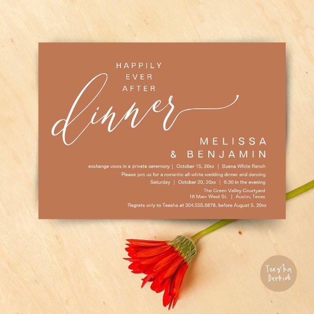 Happily Ever After Dinner Wedding Romantic Party Invitation (Happily Ever After Dinner Modern Romantic Wedding Romantic Party Invitation Card Classy Copper Brown)