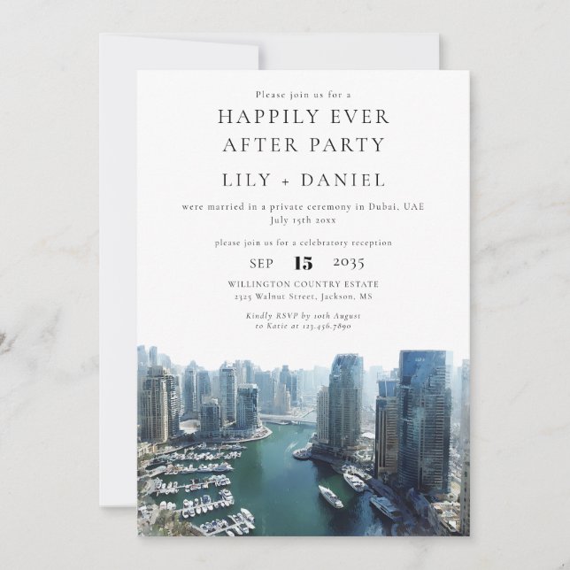 Happily Ever After Dubai Wedding Invitation (Front)
