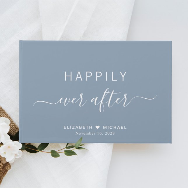 Happily Ever After Dusty Blue Wedding Guest Book (Creator Uploaded)