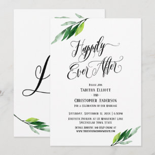 Happily Ever After Elaborate Script Greenery Invitation
