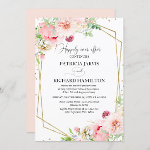 Happily Ever After Elegant Floral Vow Renewal Invitation