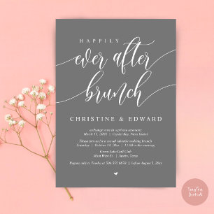 Happily Ever After Elopement Brunch, Dark Grey Invitation