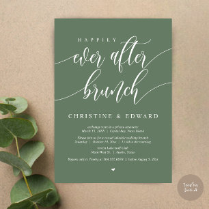 Happily Ever After Elopement Brunch, Sage Green Invitation
