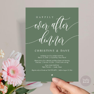 Happily Ever After Elopement Dinner, Sage Green Invitation