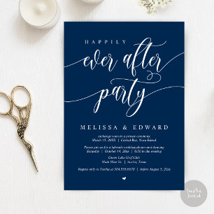 Happily Ever After Elopement Party, Navy Blue Invitation