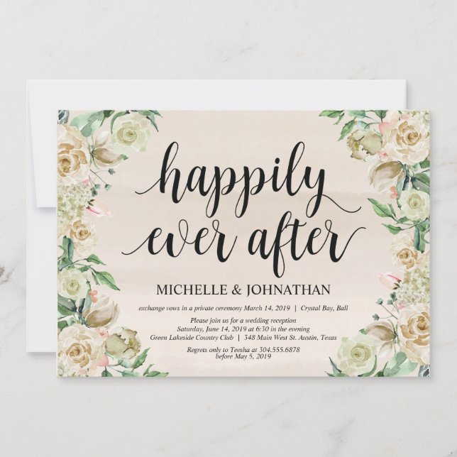 Happily ever after, Elopement Reception Invitation (Front)