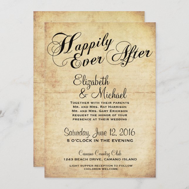 Happily Ever After Fairytale Wedding Invitation (Front/Back)
