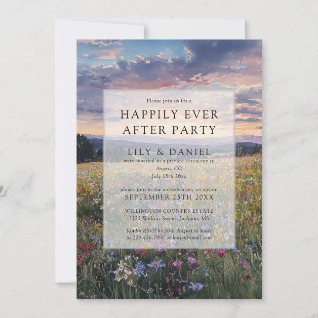 Happily Ever After Floral Wildflower Wedding Invitation (Front)