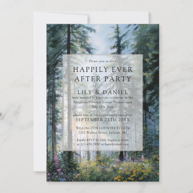 Happily Ever After Forest Wildflowers Wedding Invitation (Front)