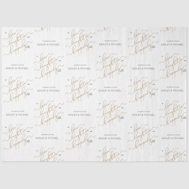 Happily Ever After Gold Calligraphy Engagement Tissue Paper (Front)