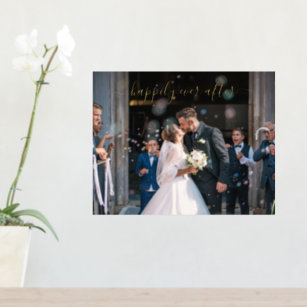 Happily Ever After Gold Elegant Photo Wedding Foil Prints