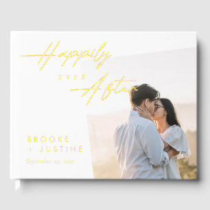 Happily Ever After Gold Foil Photo Wedding Guest Book