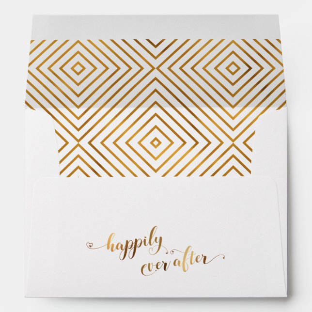 Happily Ever After Gold Hearts Script Personalised Envelope (Back (Bottom))