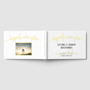 Happily Ever After Gold Script Photo Wedding Guest Book