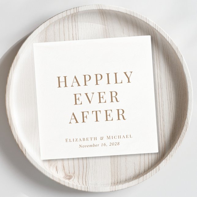 Happily Ever After Gold Typography Wedding Napkin (Creator Uploaded)