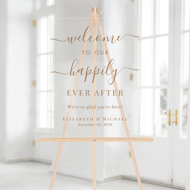 Happily Ever After Gold Wedding Welcome Acrylic Sign (Creator Uploaded)