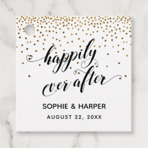 Happily Ever After Hearts and Gold Confetti Favour Tags