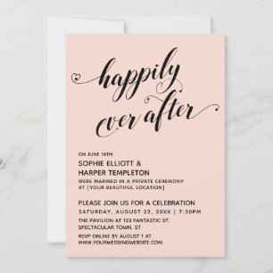 Happily Ever After Hearts Script Blush Reception Invitation