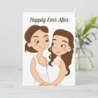 Happily Ever After Lesbian Cute Wedding Couple