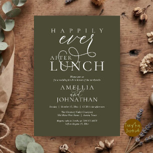 Happily Ever After Lunch Classy Wedding Elopement Invitation
