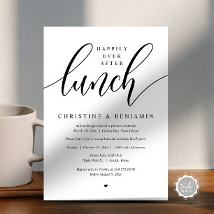 Happily Ever After Lunch, Elopement, Modern Script Invitation