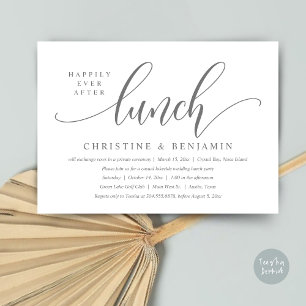 Happily Ever After Lunch Elopement, Modern Script Invitation