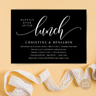 Happily Ever After Lunch Elopement, Modern Script Invitation