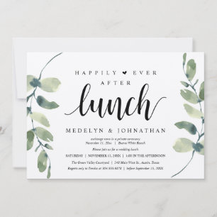 Happily Ever After Lunch, Greenery Rustic Wedding  Invitation