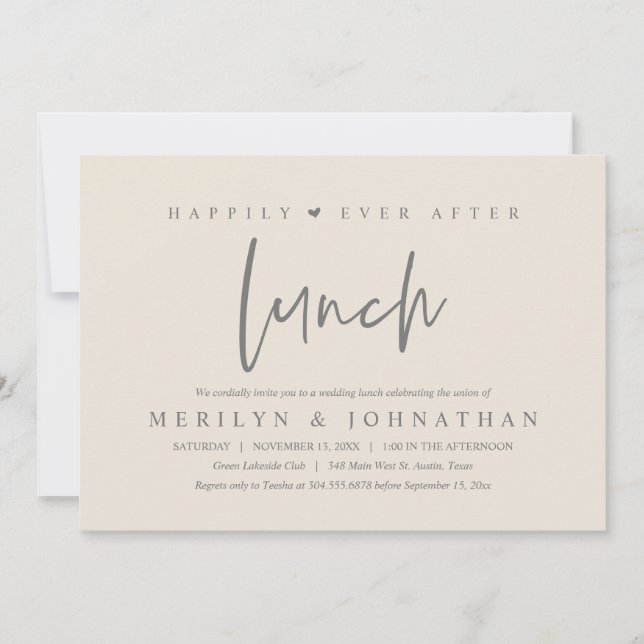 Happily Ever After Lunch Minimalist Wedding Party Invitation (Front)