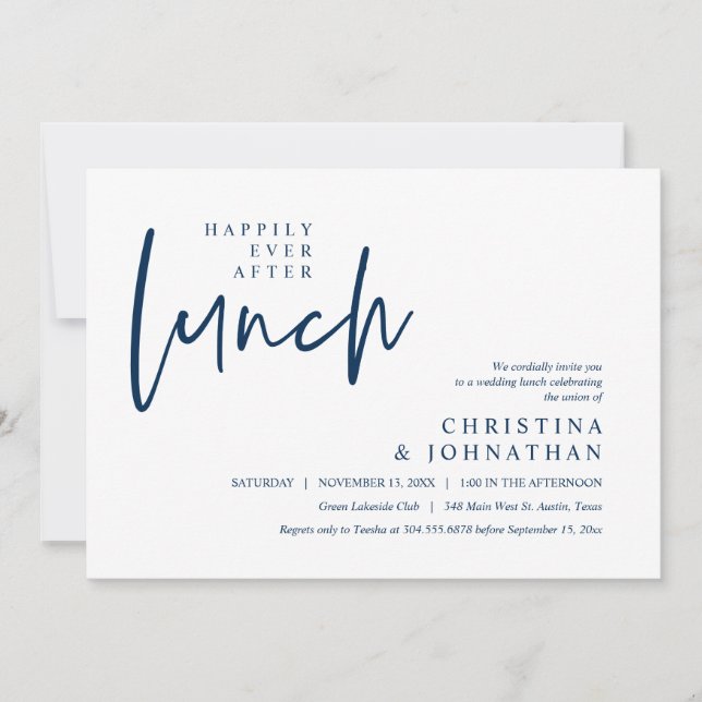 Happily Ever After Lunch Modern Wedding Party Invitation (Front)