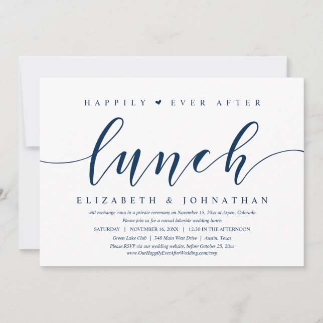 Happily Ever After Lunch, Wedding Elopement Invitation (Front)