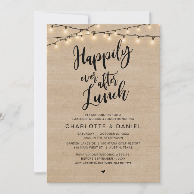 Happily Ever After Lunch, Wedding Elopement Invitation (Front)